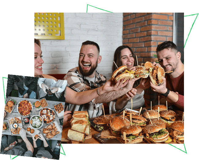 Friends eating burgers